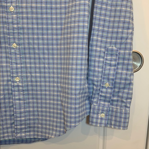 Men's Ralph Lauren Slim Fit Performance Baby Blue Checkered Shirt - Picture 6 of 12